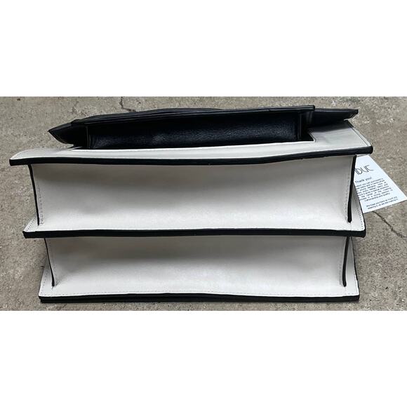 Atribut Handcrafted Black & White Leather Bag Detachable Strap / Spiral Top NEW - Picture 13 of 16